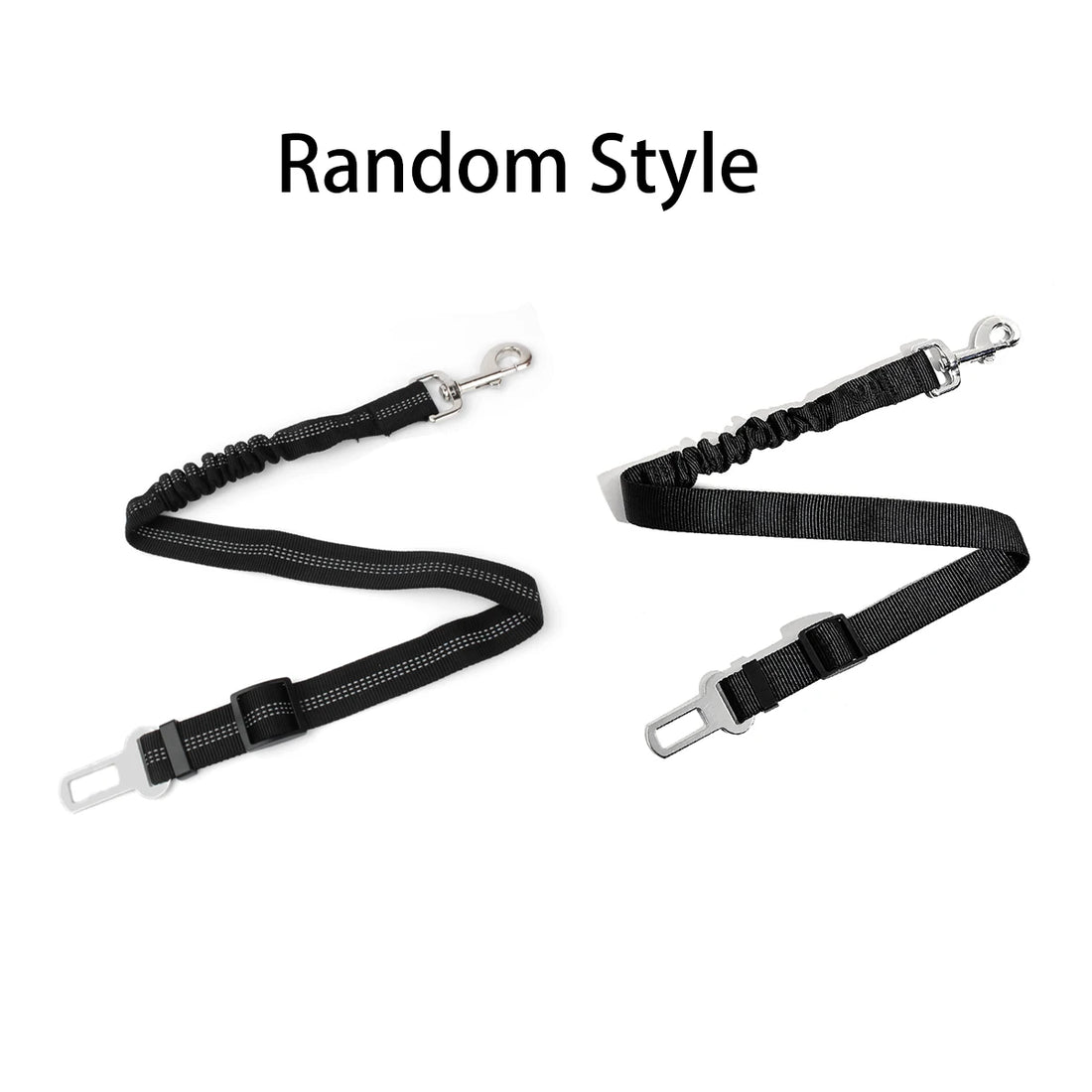 Dog car seat belt with bungee shock absorber by Mon ami à quatre pattes, showing adjustable strap and shock-absorbing feature for safe travel.