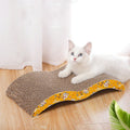 Cardboard cat scratcher sofa bed by Mon ami à quatre pattes, showing a cozy, foldable furniture piece for cats with scratching surfaces.