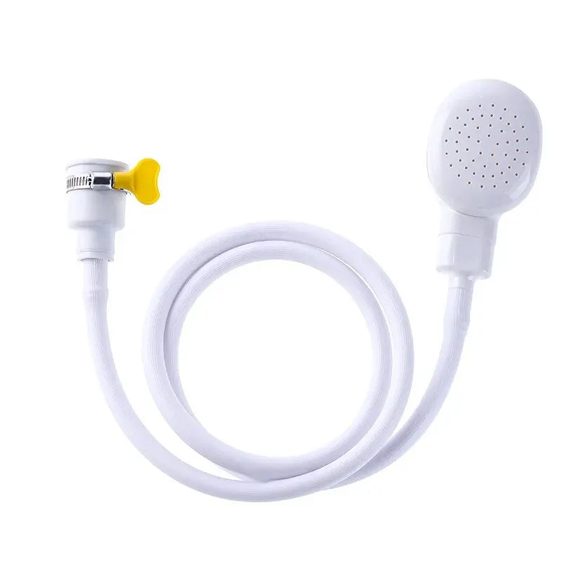 My Four-Legged Friend pet bathing shower sprayer for dogs and cats, handheld water spray with a comfortable grip.