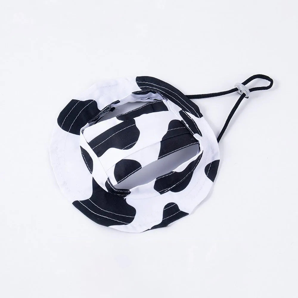 Summer cat sun hat with ear holes by Mon ami à quatre pattes, featuring a wide brim and breathable design for outdoor protection.
