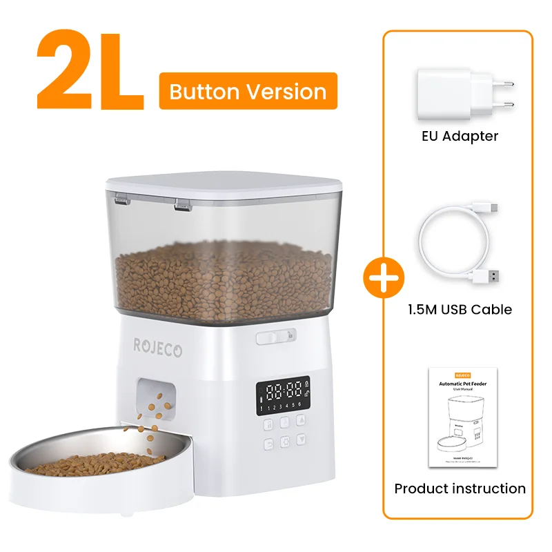 Smart automatic pet feeder for cats and dogs by Mon ami à quatre pattes, with digital controls and food dispensing system