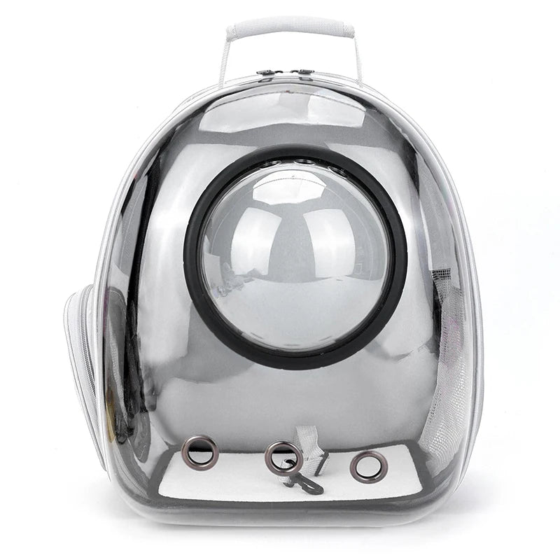 Mon ami à quatre pattes cat travel bag backpack in capsule style showing breathable mesh sides and secure zipper closure.