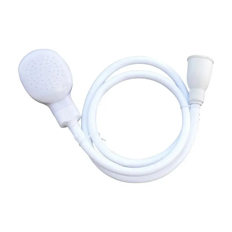 Pet bathing shower sprayer for dogs and cats by My Four-Legged Friend, showing a handheld spray nozzle with water stream.