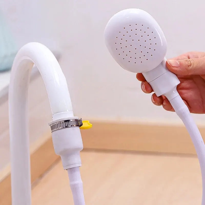My Four-Legged Friend pet bathing shower sprayer for dogs and cats, with handheld design and adjustable water flow.