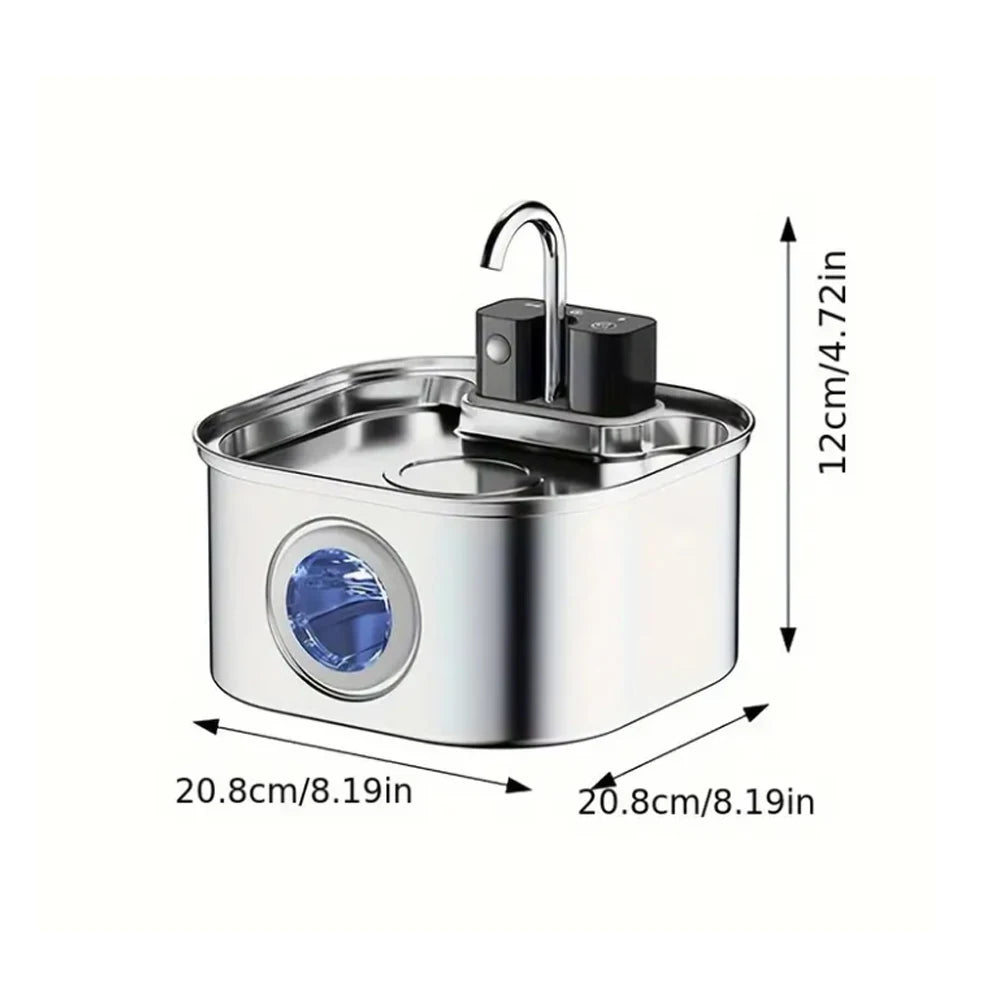 Wireless rechargeable pet water fountain by Mon ami à quatre pattes, showing the sleek design and flowing water feature for pets.