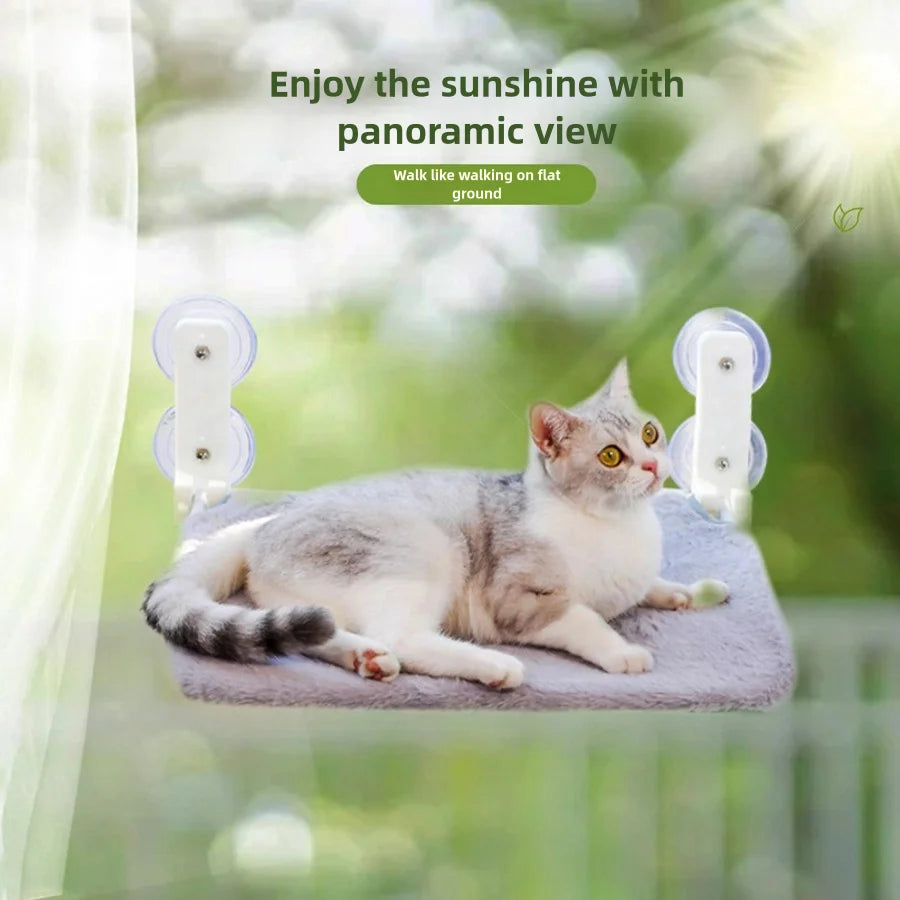Wall mounted cat hammock window bed by Mon ami à quatre pattes, showing a cozy perch with a soft cushion for cats to relax.