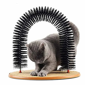 Mon ami à quatre pattes cat self-grooming arch with brush for easy pet grooming and hair removal.