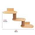 Wall-mounted wooden cat shelves by Mon ami à quatre pattes, showing sleek, natural wood design for feline climbing and lounging.