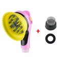 Dog and cat shower head with massage brush by My Four-Legged Friend, featuring adjustable spray settings and ergonomic design.