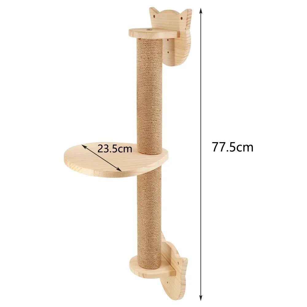 Wall mounted wooden cat shelves by Mon ami à quatre pattes, showcasing a cozy space for cats to climb and relax.