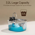 Wireless rechargeable pet water fountain by Mon ami à quatre pattes, showing the compact design with flowing water for pets.