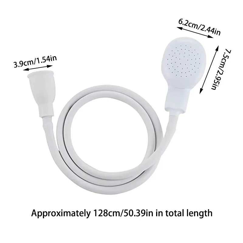 My Four-Legged Friend pet bathing shower sprayer for dogs and cats, with adjustable water flow and ergonomic handle.