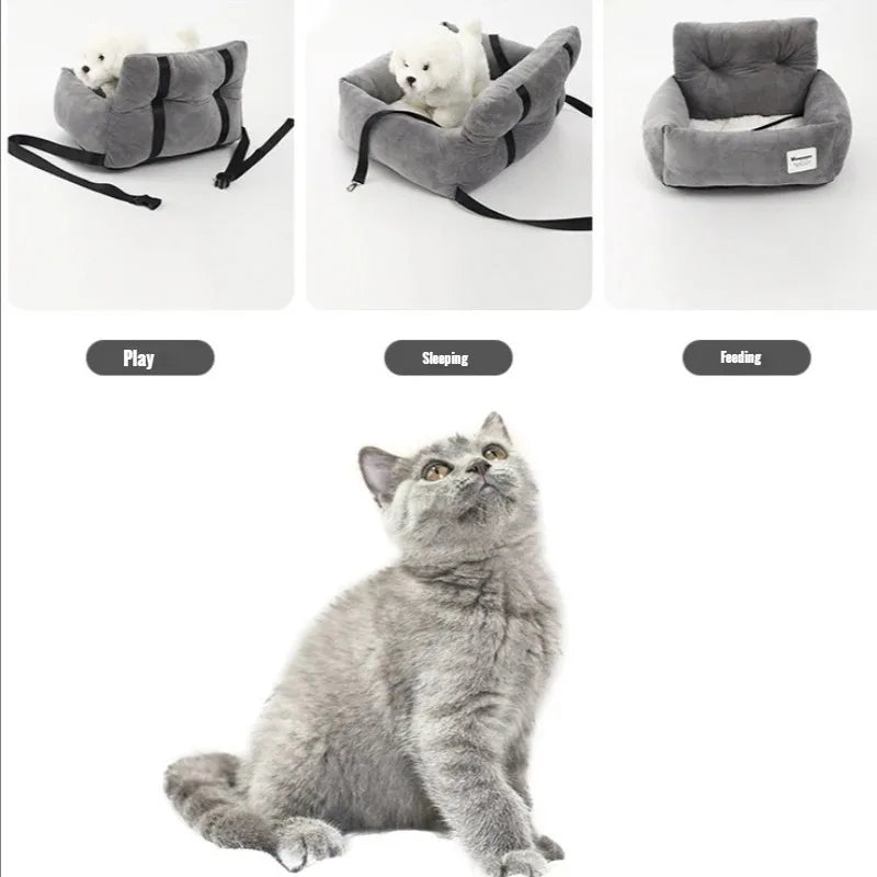 Portable Cat Car Seat Bed & Travel Carrier