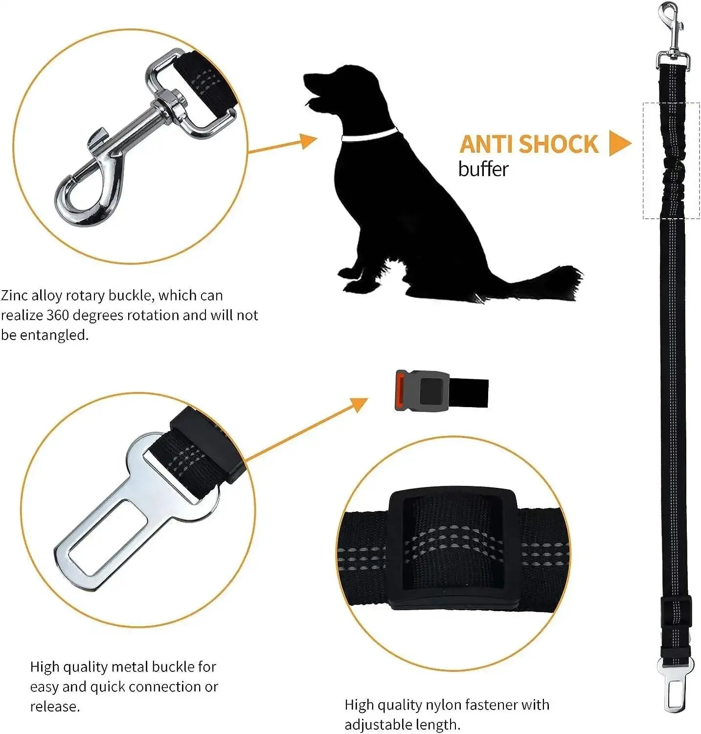 Dog pet car seat belt by Mon ami à quatre pattes, adjustable safety harness for secure travel with dogs in vehicles.