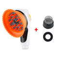 Dog and cat shower head with massage brush by My Four-Legged Friend, showing the sleek shower attachment with massage bristles.